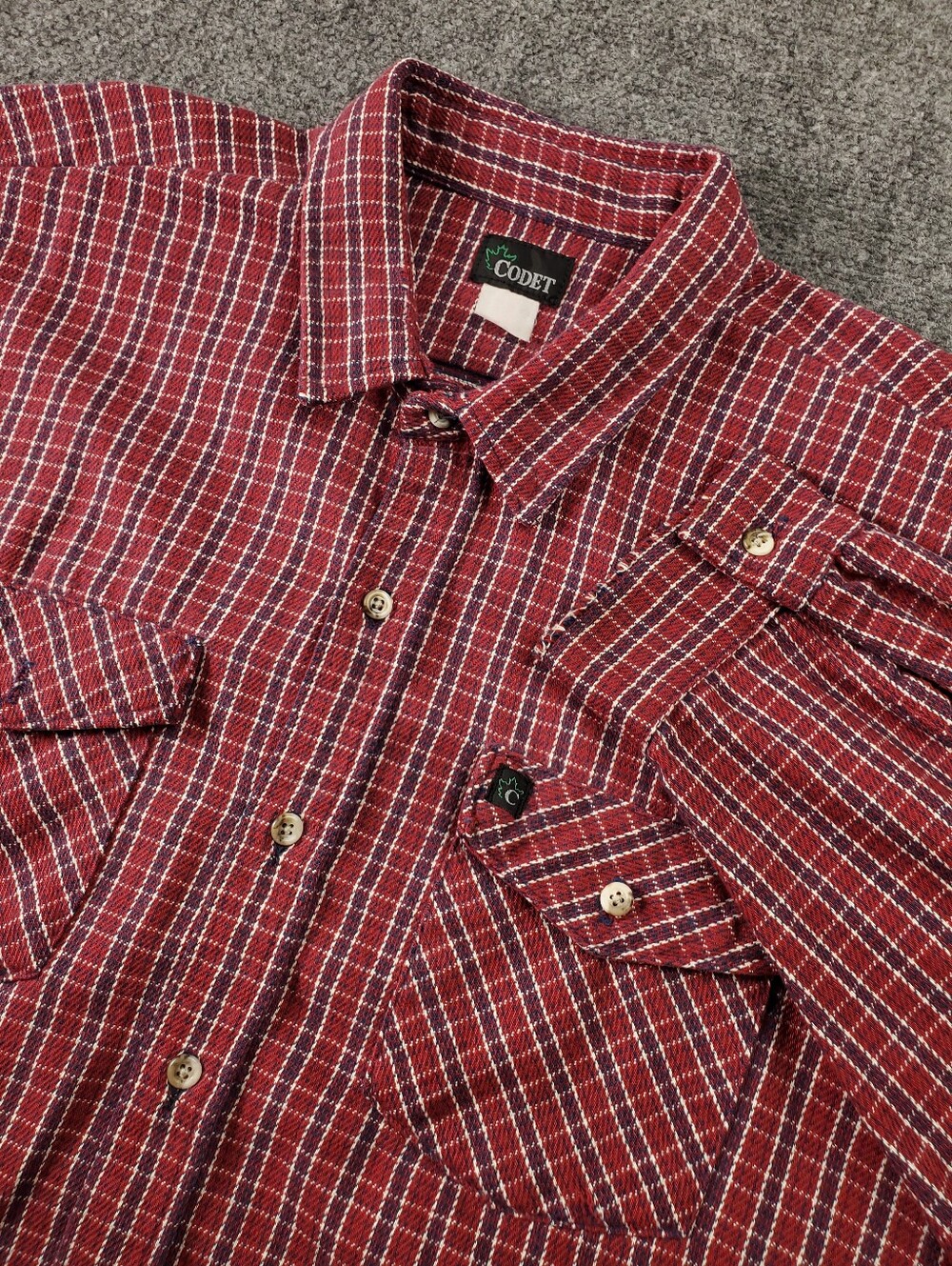 Codet Heavyweight Flannel Shirt 4XLT Big Tall Long Sleeve Red Navy Plaid Button